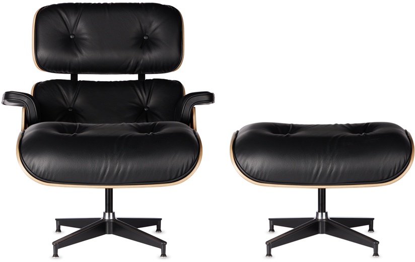 Photo: HERMAN MILLER Black Leather Eames Lounge Chair & Ottoman