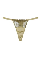 Fleur OF England Arianna Embroidered Silk-blend Satin Thong Sage