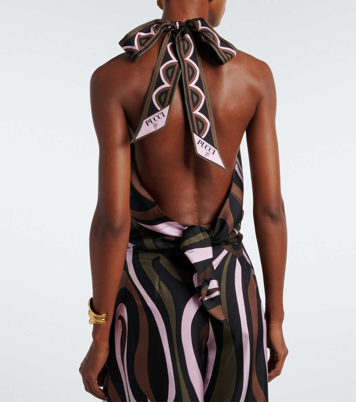 Pucci Marmo halterneck silk twill top