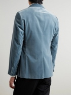 Mr P. - Slim-Fit Shawl-Collar Cotton-Velvet Tuxedo Jacket - Blue