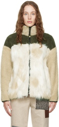 OPEN YY Beige Zip Faux-Fur Sweatshirt