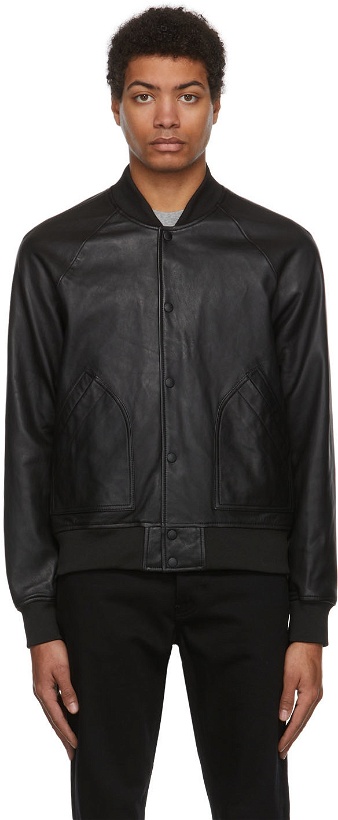 Photo: PS by Paul Smith Black Leather Bomber Jacket