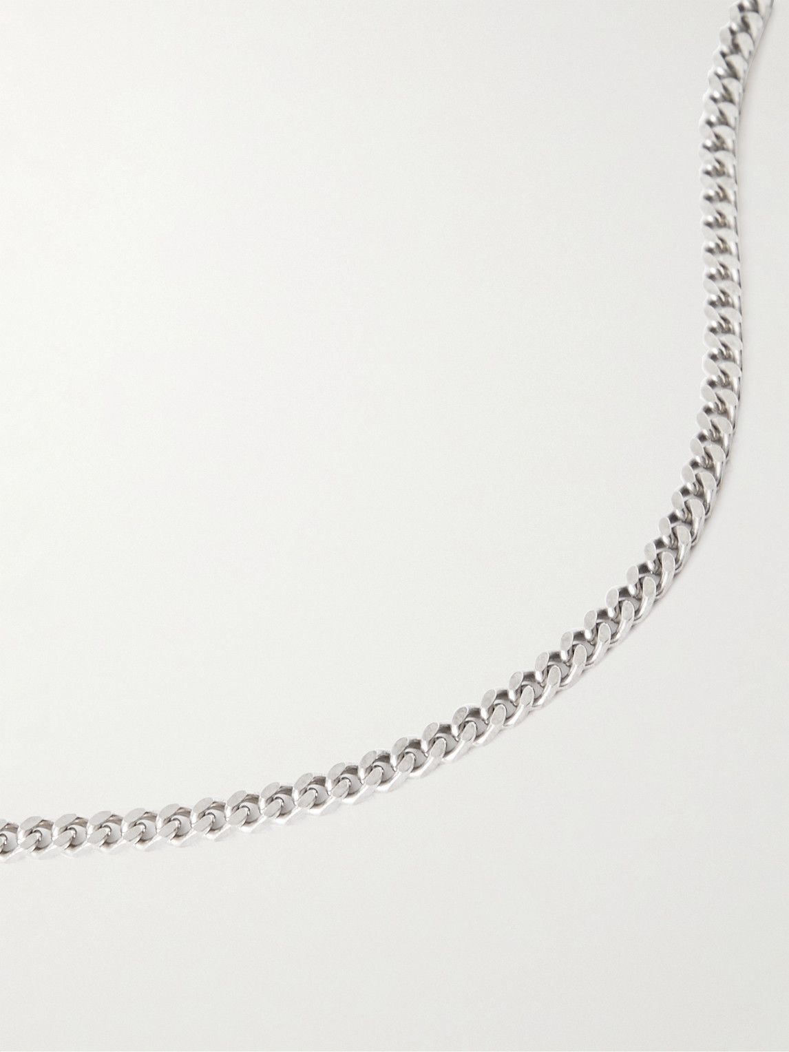 SAINT LAURENT - Logo-Engraved Burnished Silver-Tone Chain Necklace ...