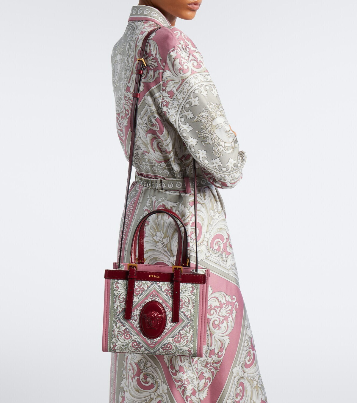 Versace Rivière Mini printed canvas top-handle bag