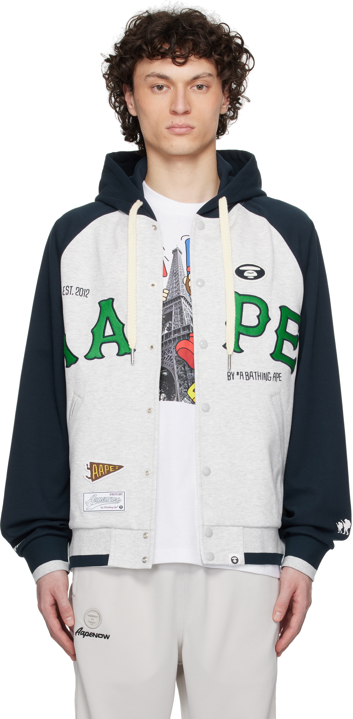 AAPE by A Bathing Ape Gray & Navy Main Zip Up Jacket