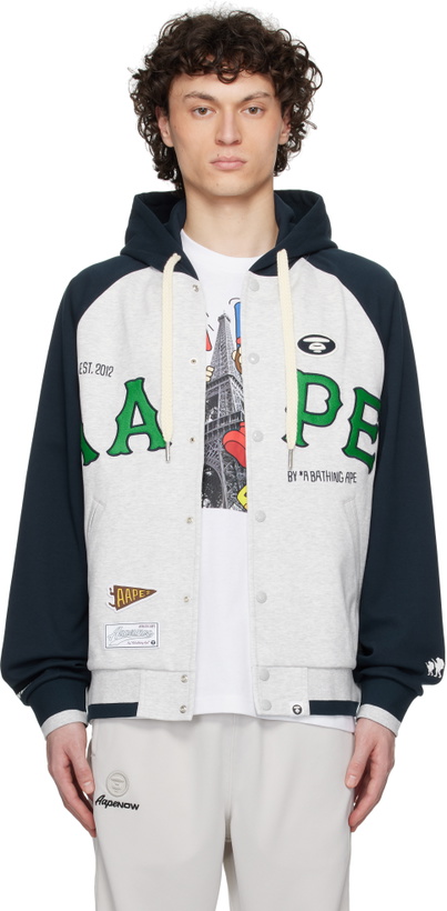 Photo: AAPE by A Bathing Ape Gray & Navy Main Zip Up Jacket