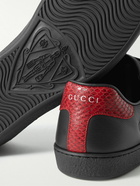 GUCCI - Ace Webbing-Trimmed Leather Sneakers - Black