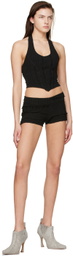 Luna Del Pinal Black Stretch Weave Tank Top