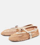 Alaïa Leather-trimmed fishnet ballet flats