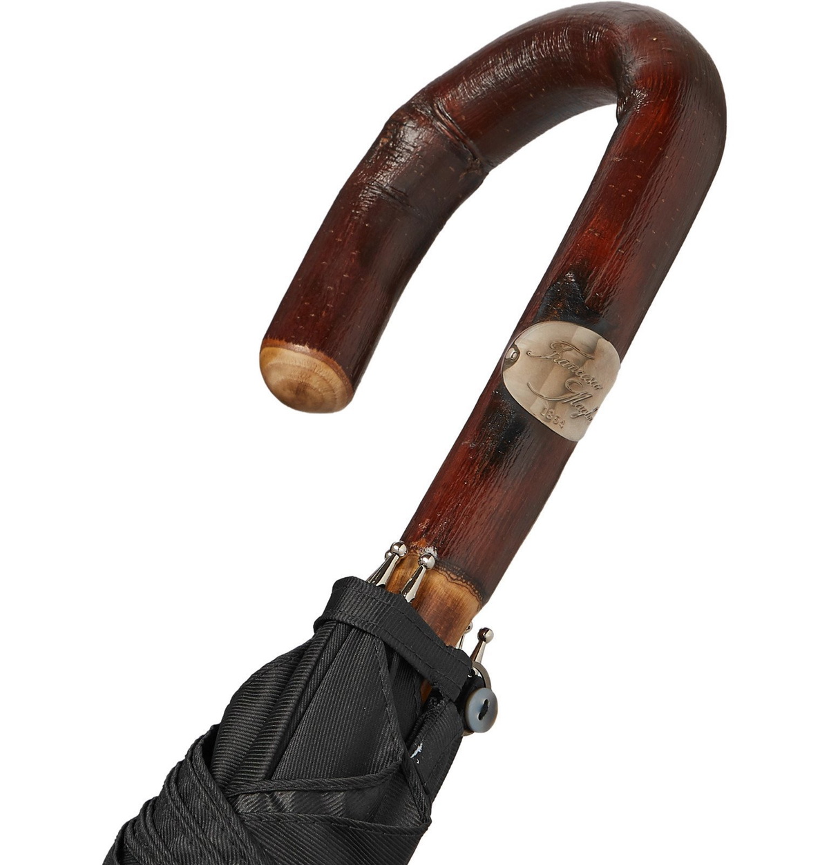 Francesco Maglia - Chestnut Wood-Handle Umbrella - Black