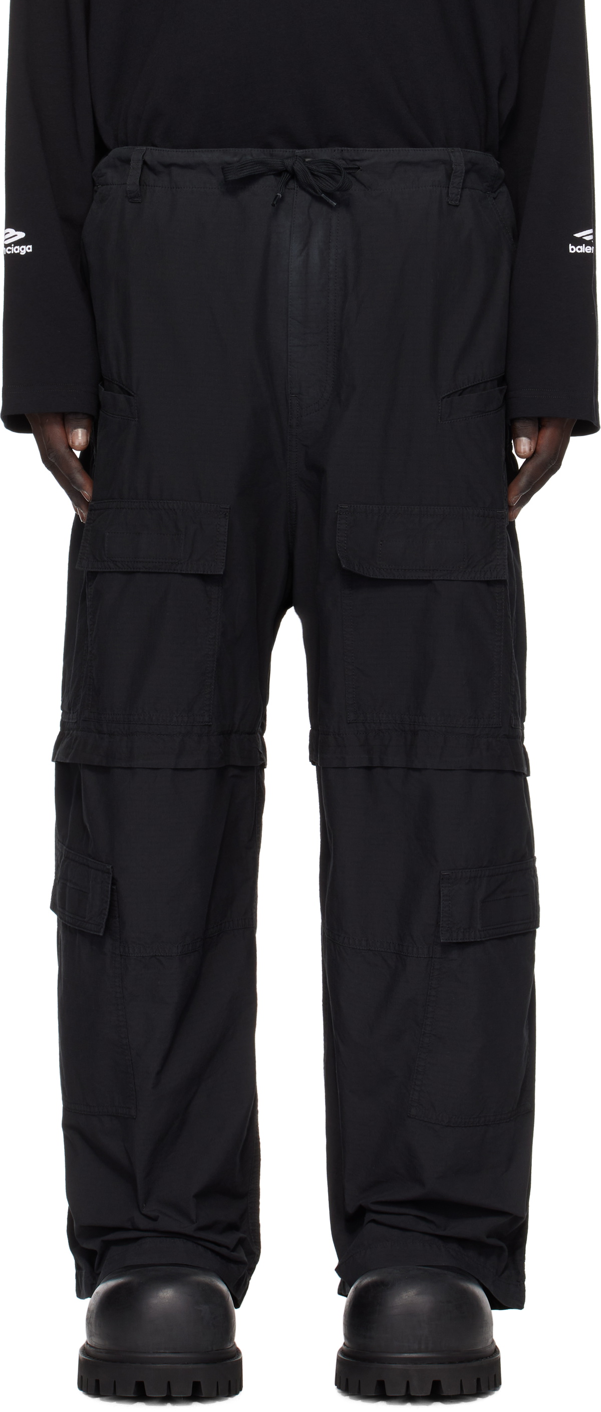 Balenciaga Black Light Ripstop Large Cargo Pants Balenciaga