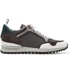 Dunhill - Radial Runner Leather and Suede-Trimmed Mesh Sneakers - Men - Dark gray