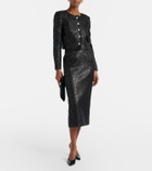 Carolina Herrera Sequined lamé tweed pencil skirt