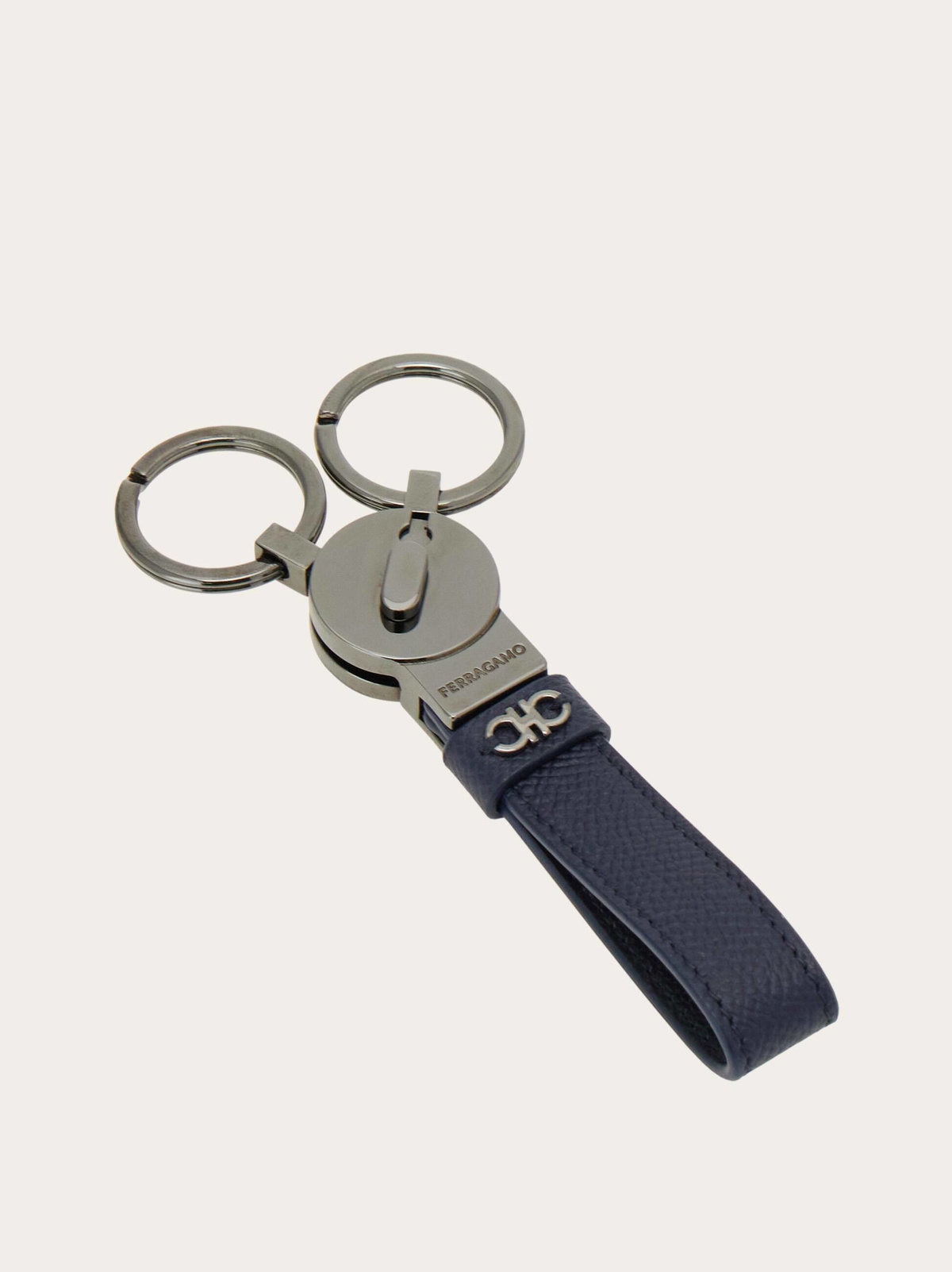 Ferragamo Mens Gancini key holder in Blue