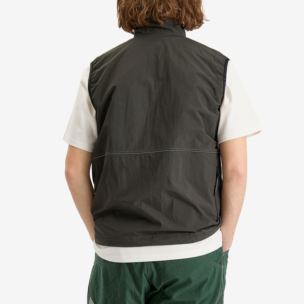 Gramicci Men's x and wander Brushed Nylon Vest in Charcoal Gramicci