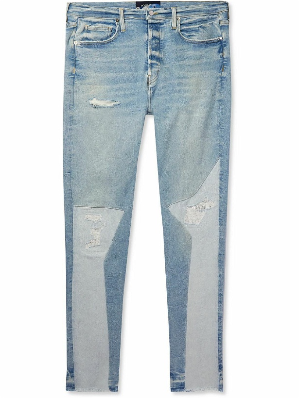 Photo: Lost Daze - Straight-Leg Distressed Panelled Jeans - Blue
