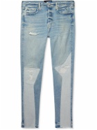 Lost Daze - Straight-Leg Distressed Panelled Jeans - Blue