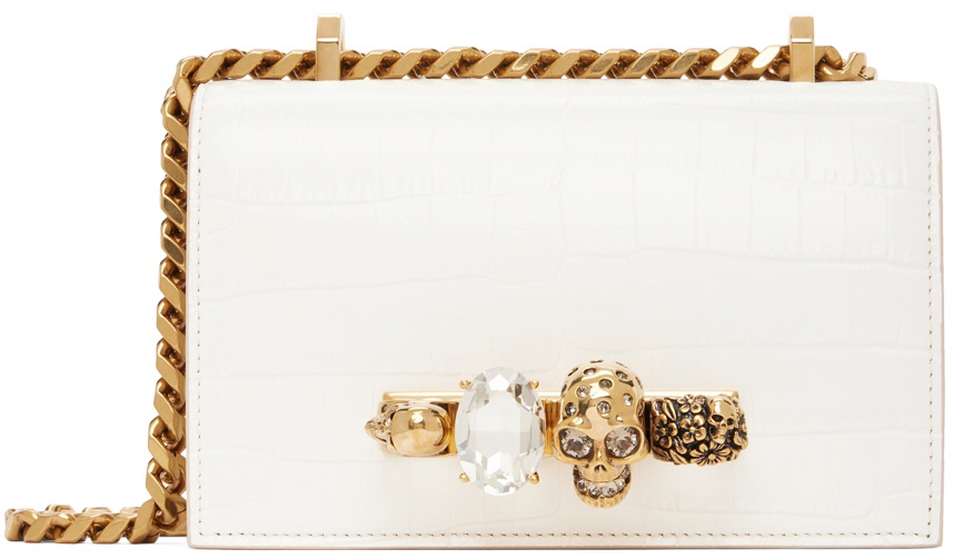 Alexander McQueen White Mini Jewelled Satchel