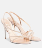 Rene Caovilla Erin embellished satin slingback sandals