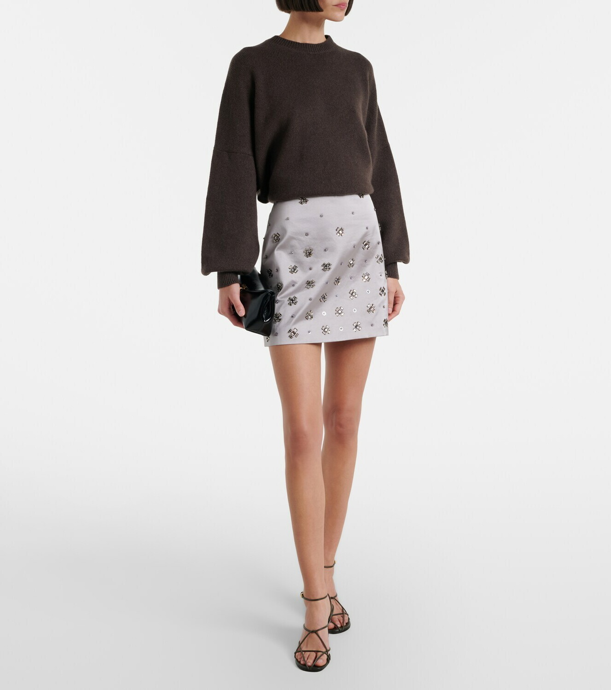 Veronica Beard Olenna embellished cotton-blend miniskirt