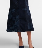 Erdem Floral flared denim midi skirt