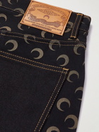 Marine Serre - Straight-Leg Panelled Logo-Print Upcycled Jeans - Black
