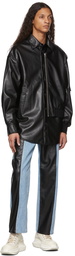 Feng Chen Wang Black Faux-Leather Deconstructed Jacket