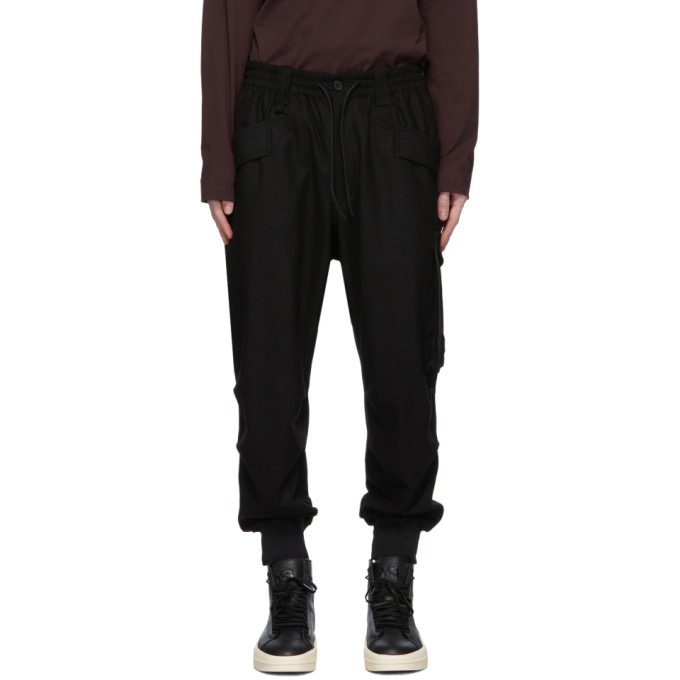 Y-3 Black Classic Wool Flannel Cargo Pants