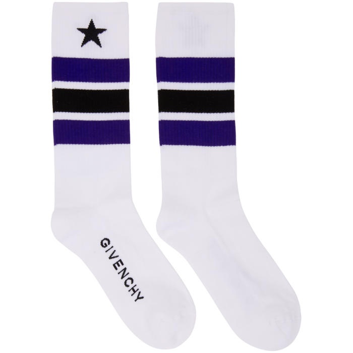 Photo: Givenchy White and Blue Stripes and Star Socks