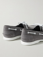 Manolo Blahnik - Sidmouth Croc-Effect Nubuck Boat Shoes - Gray