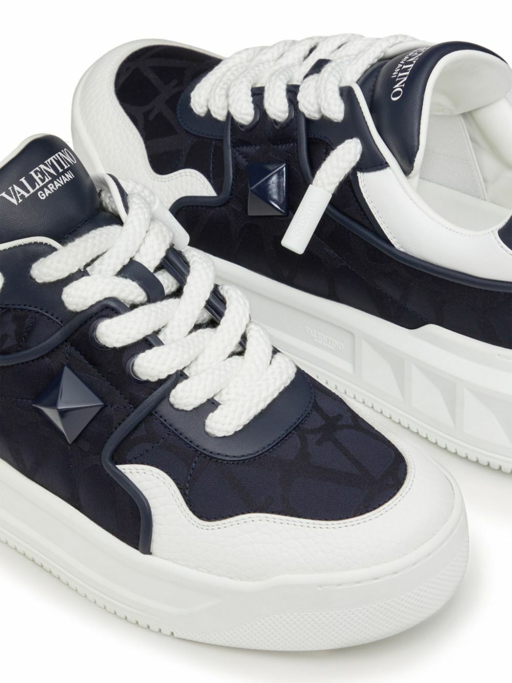 Valentino Garavani Blue One Stud Leather Sneakers Valentino