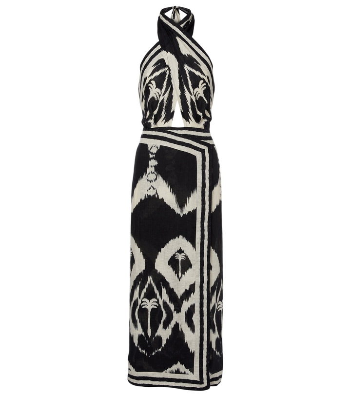 Photo: Johanna Ortiz Printed open-back linen midi dress