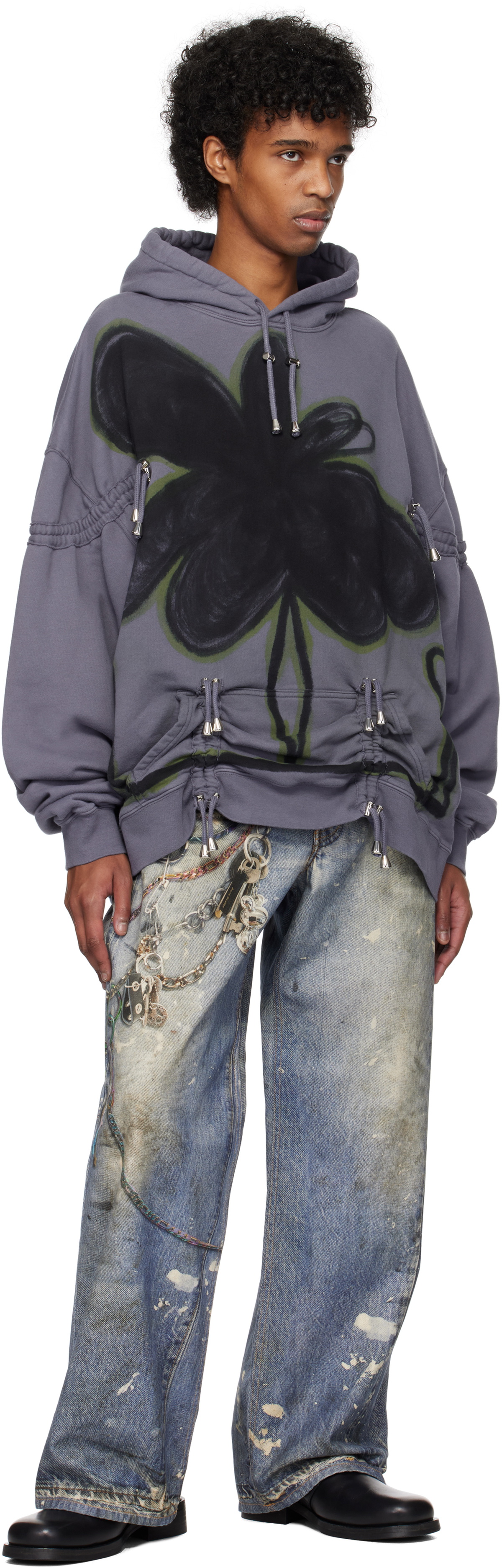 Collina Strada Purple Rhinestone Burst Hoodie