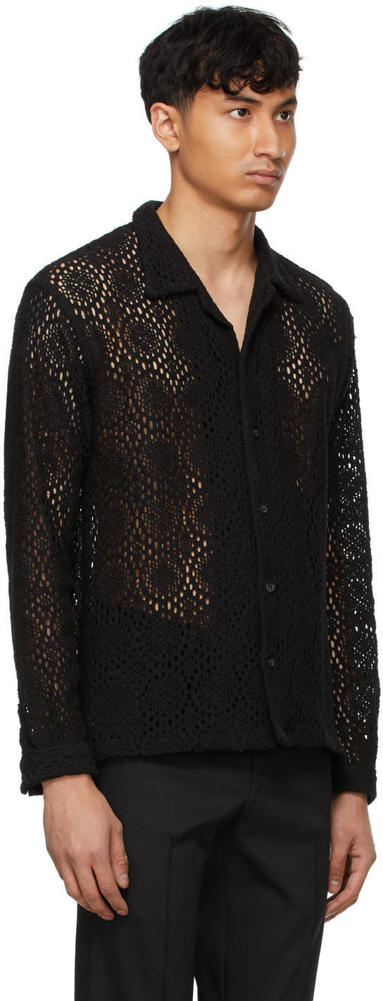 Sasquatchfabrix. Black Cotton Lace Open Shirt Sasquatchfabrix