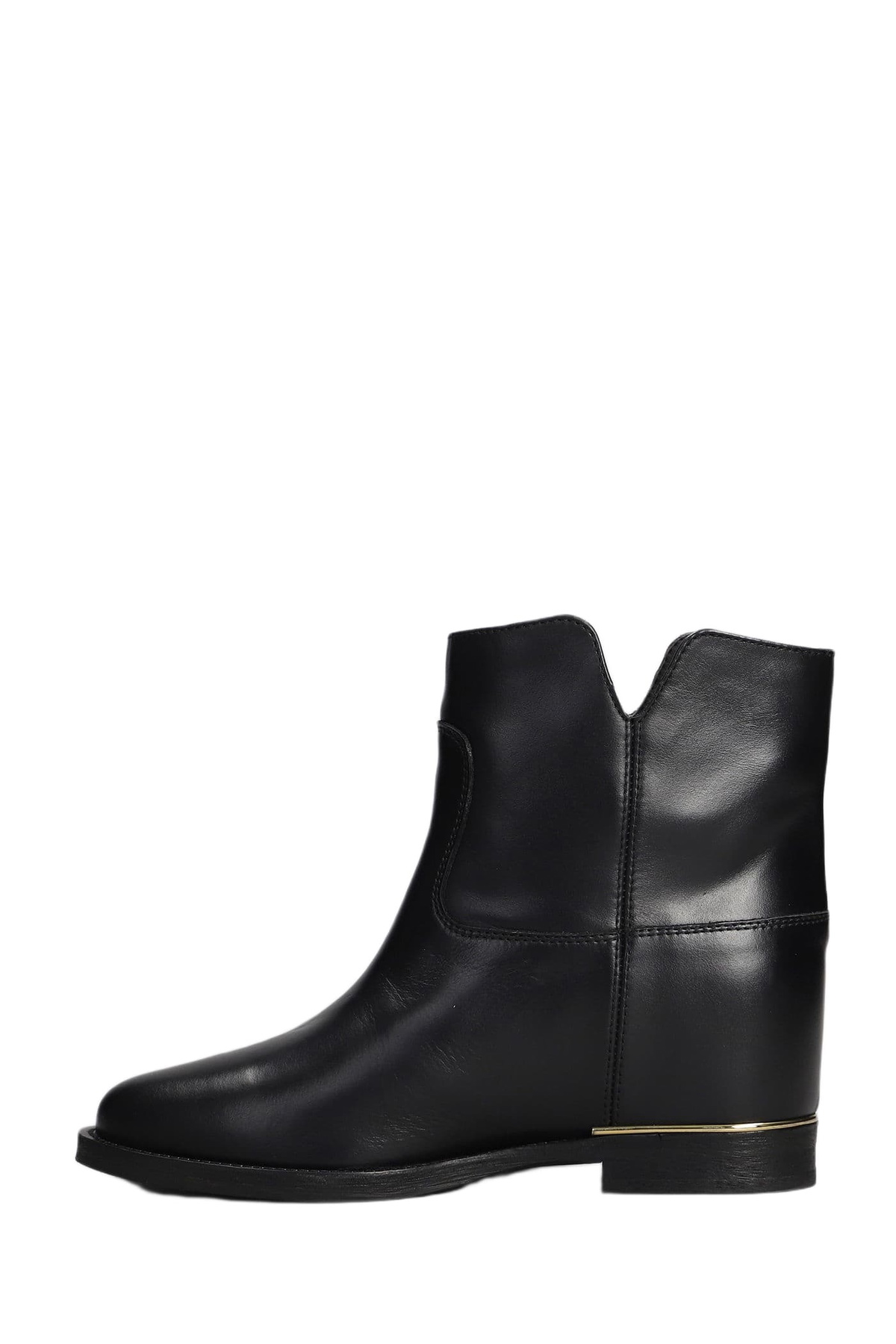 Via Roma 15 Ankle Boots Inside Wedge In Black Leather