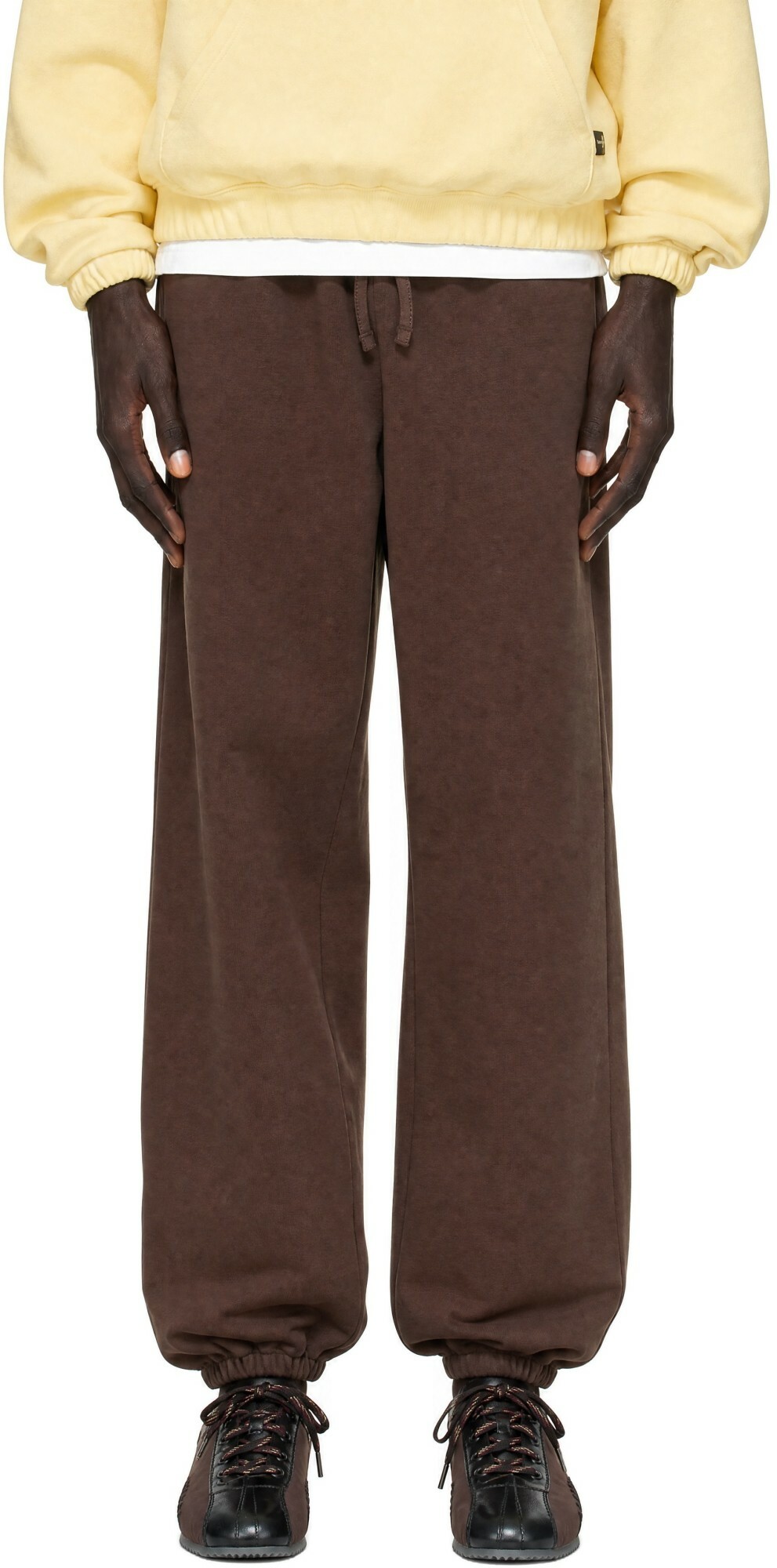 Palm Angels Brown Brushed Palm Tree Sweatpants
