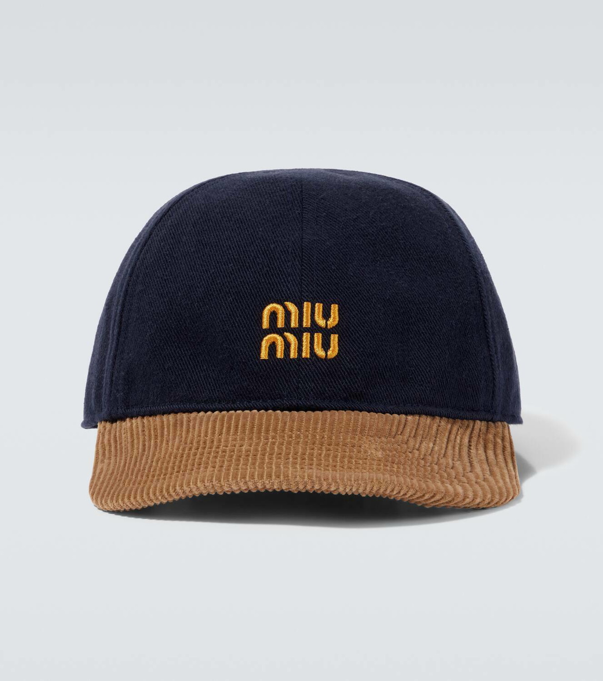 Miu Miu Logo denim and corduroy baseball cap Miu Miu