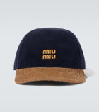 Miu Miu Logo denim and corduroy baseball cap