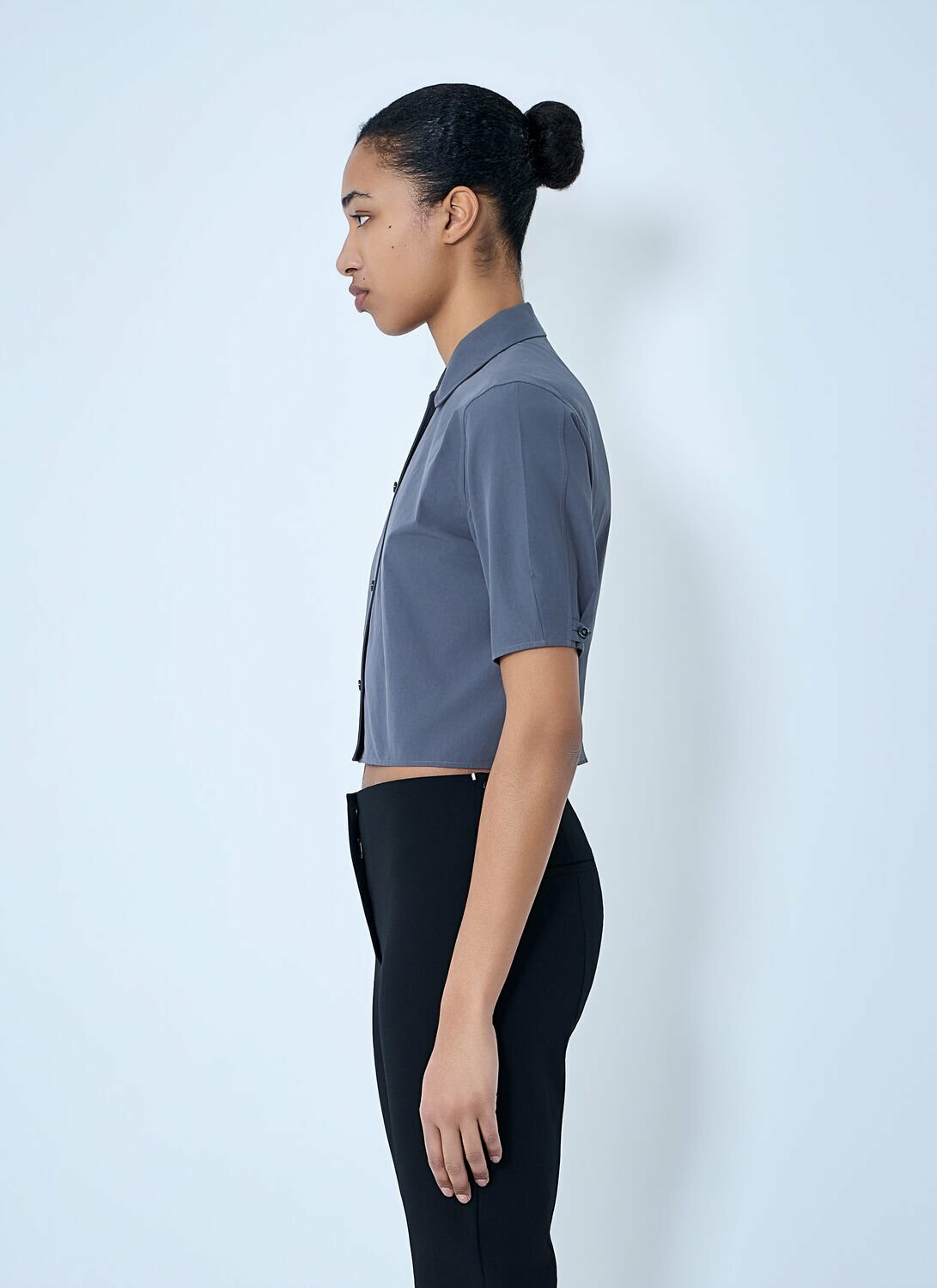 Jil Sander Short-Sleeve Button-Down Crop Shirt