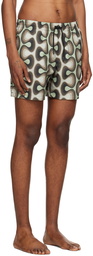 Dries Van Noten Green Printed Swim Shorts