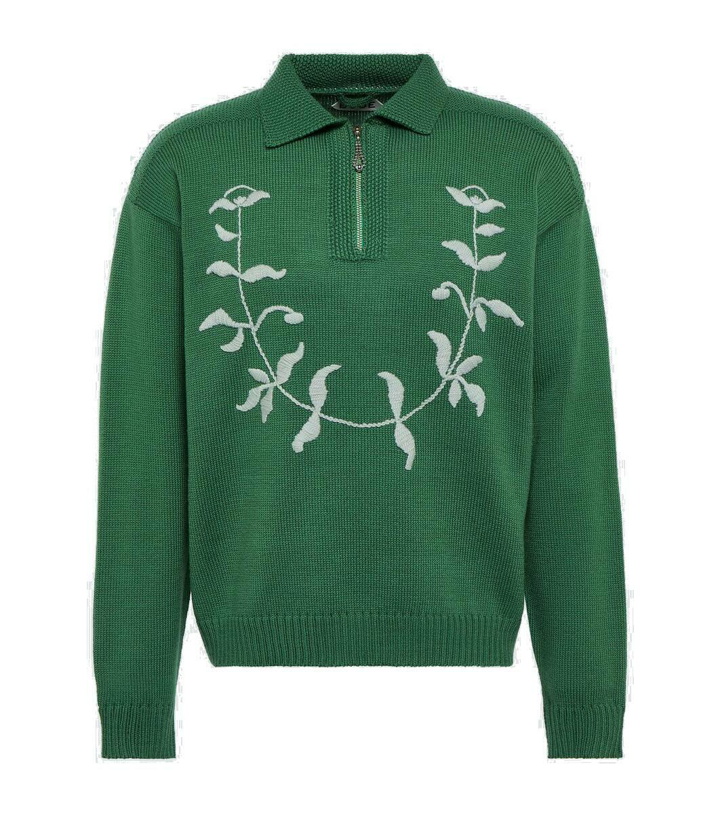 Photo: Bode Embroidered wool polo sweater