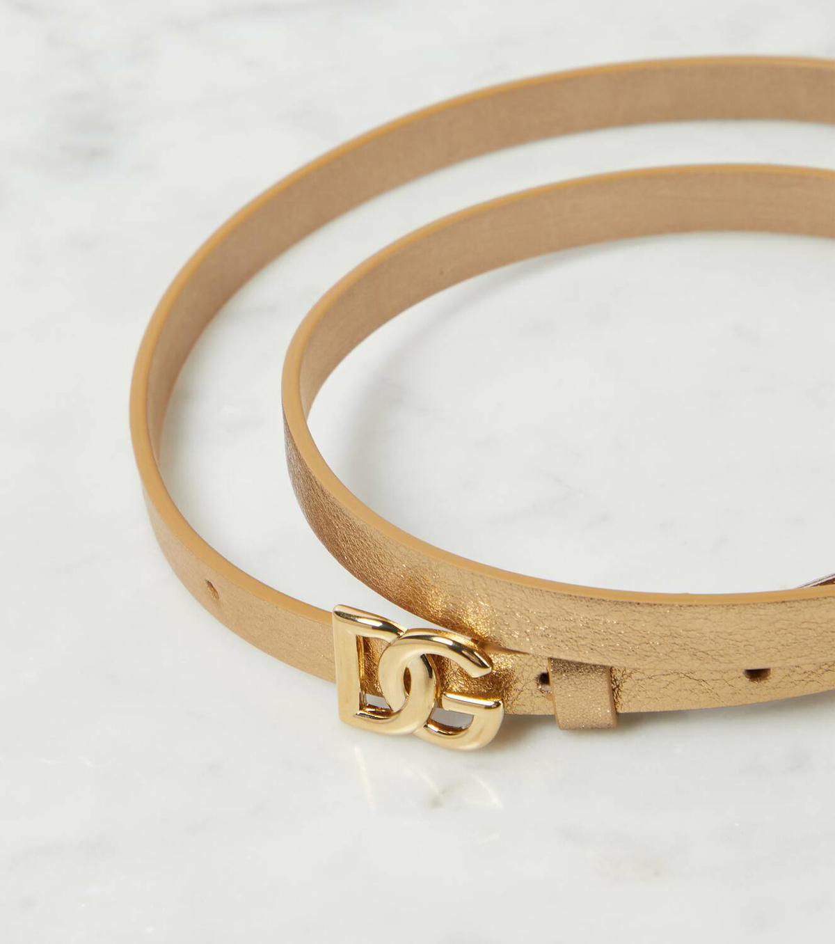 Dolce & Gabbana Beige Leather Silver Logo Buckle Amore Belt