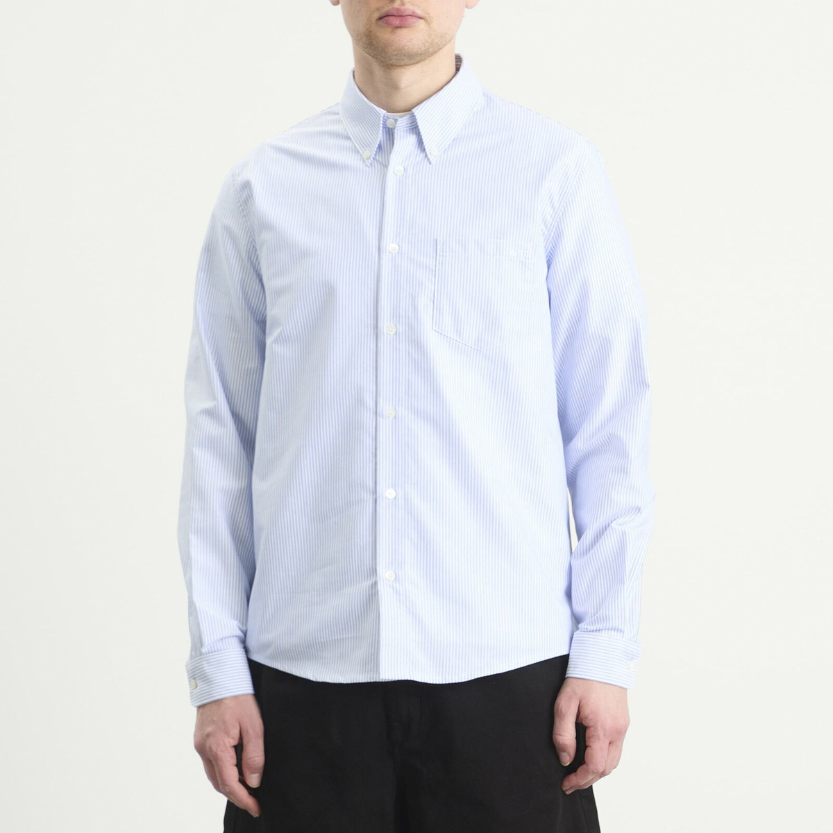 A.P.C. Men's Greg Button Down Stripe Shirt in Blue