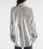 Stella McCartney Leopard-print scarf-detail lamé shirt