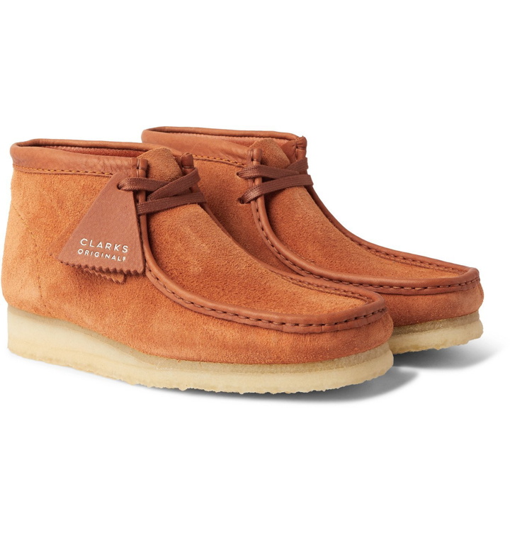 Photo: Clarks Originals - Wallabee Leather-Trimmed Brushed-Suede Desert Boots - Orange