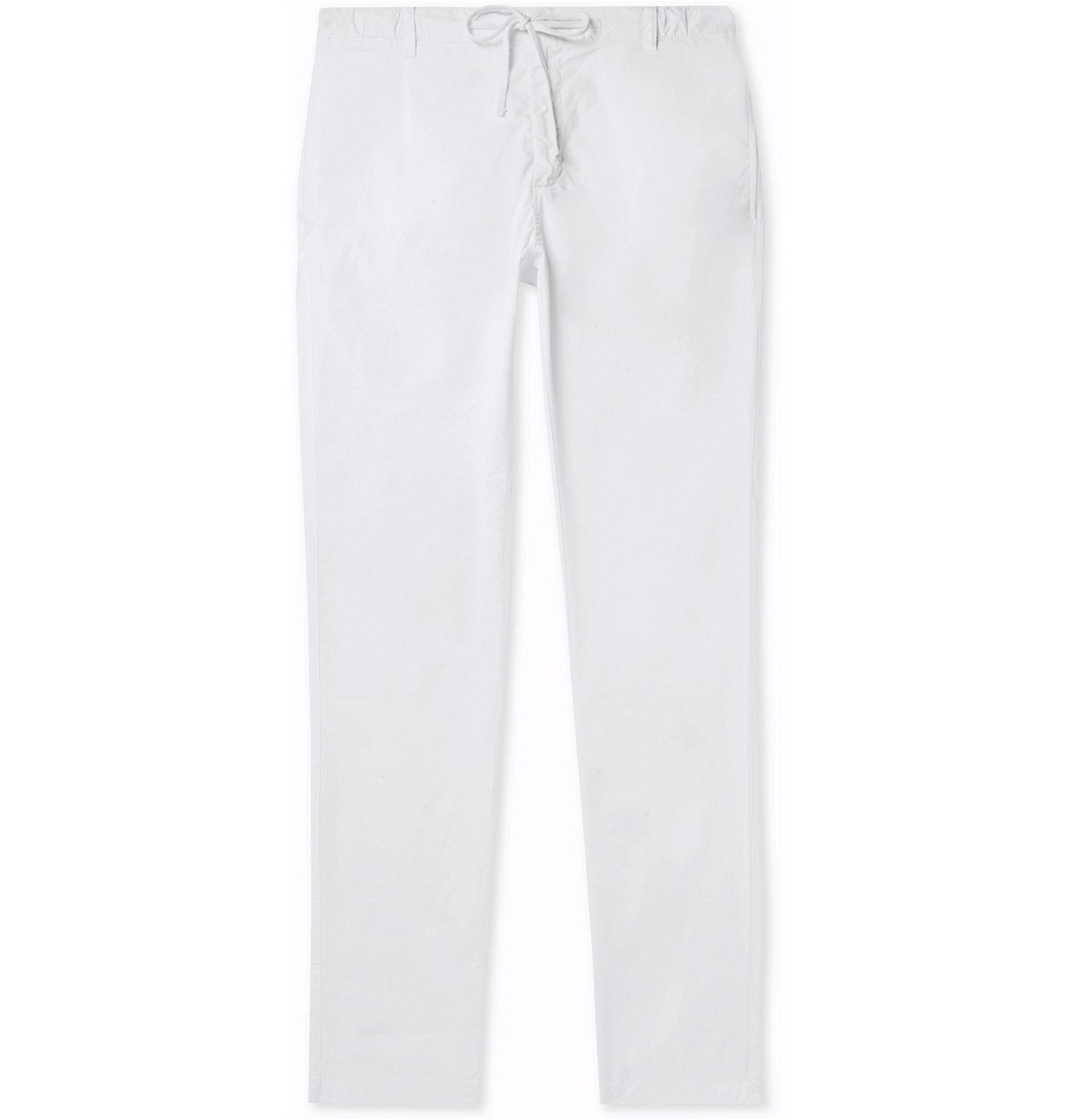 Hartford - Slim-Fit Tapered Pleated Cotton Drawstring Trousers - White ...