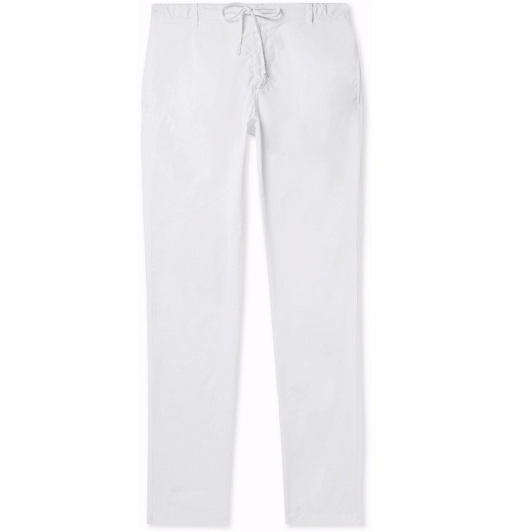 Photo: Hartford - Slim-Fit Tapered Pleated Cotton Drawstring Trousers - White