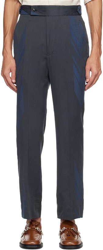 Photo: NEEDLES Blue & Gray Jacquard Trousers