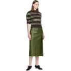 Marni Green Pocket Bonded Nappa Leather Midi Skirt