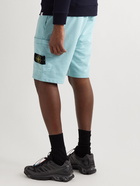 Stone Island - Straight-Leg Logo-Appliquéd Cotton-Jersey Drawstring Shorts - Blue